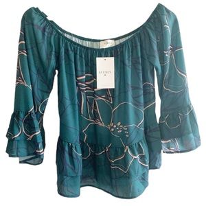 Everly ruffled bell sleeve floral peplum top #0853